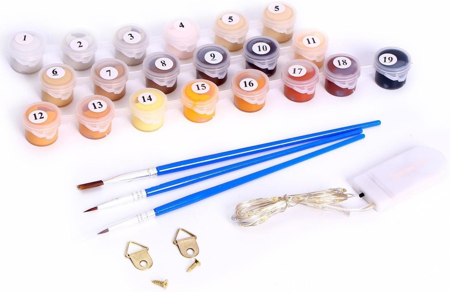 Картина по номерам на раме, с гирляндой «Кофе», 30х40 см