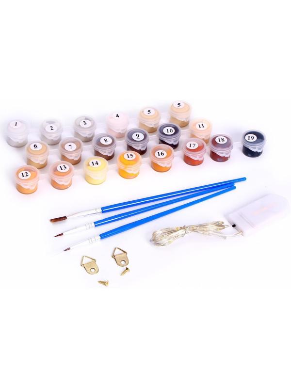 Картина по номерам на раме, с гирляндой «Кофе», 30х40 см