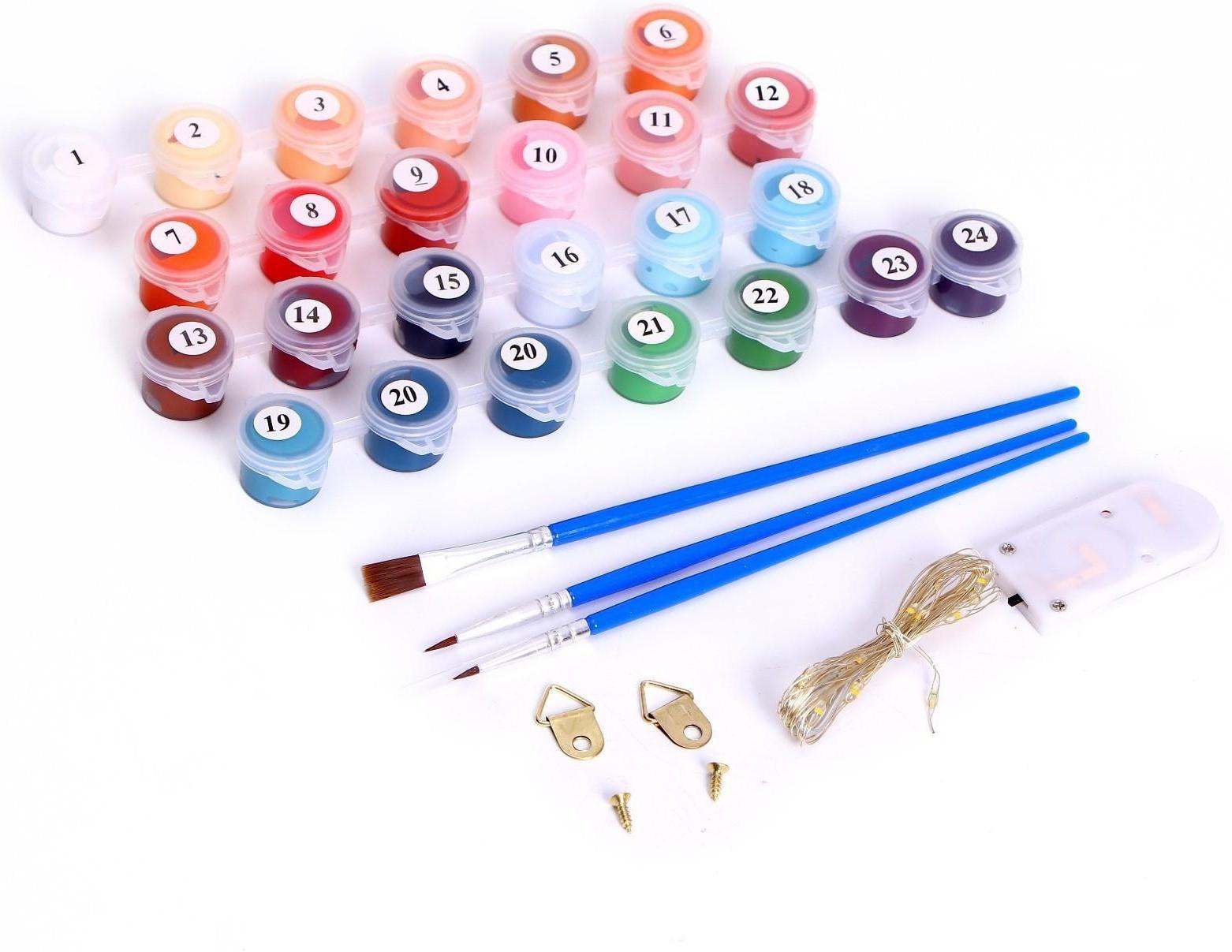 Картина по номерам на раме, с гирляндой «Эйфелева башня», 30х40 см