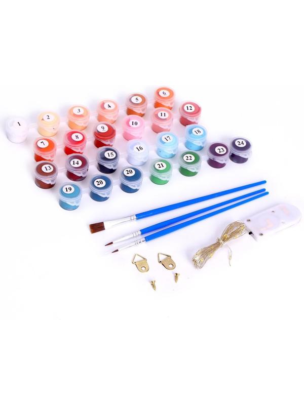 Картина по номерам на раме, с гирляндой «Эйфелева башня», 30х40 см