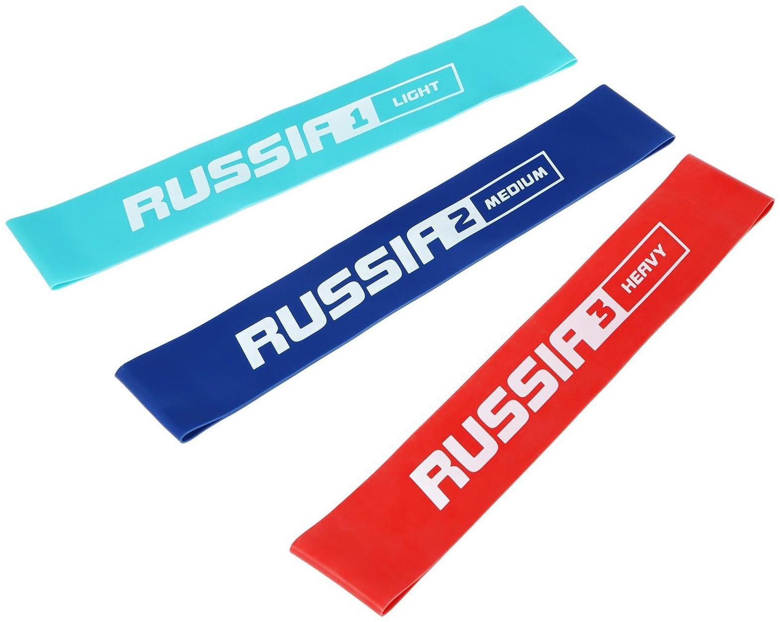 Набор для фитнеса «Россия»: 3 фитнес-резинки, бутылка для воды, массажный мяч