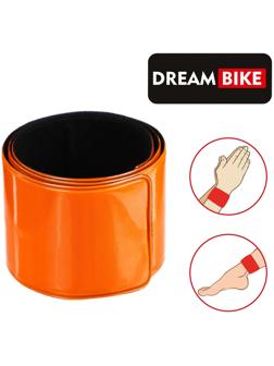 Лента Dream Bike светоотражающая, 30х340мм, на ногу/руку, самозатягивающаяся, цвет оранжевый