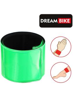 Лента Dream Bike светоотражающая,30х340мм, на ногу/руку, самозатягивающаяся, цвет зелёный