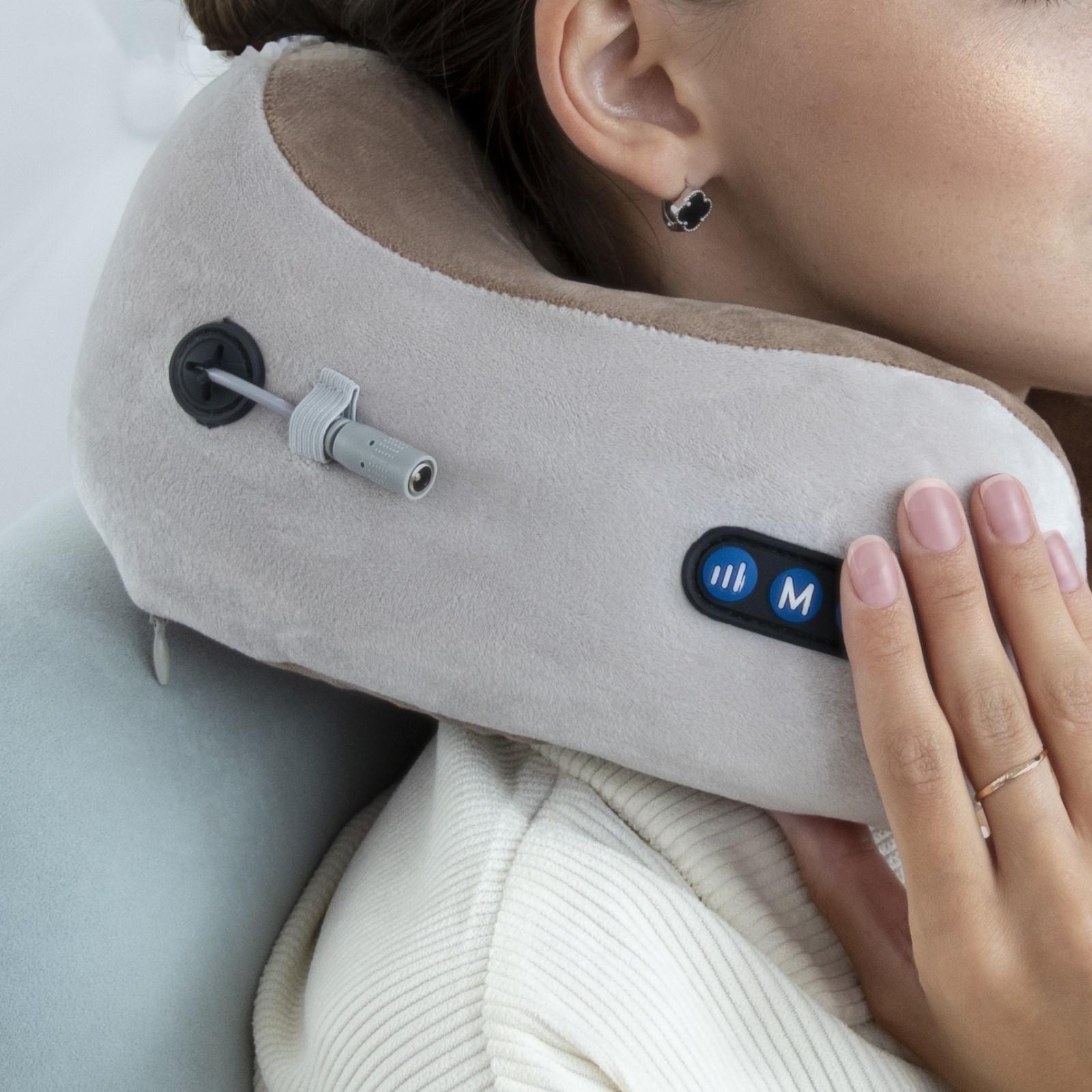 Массажная подушка Luazon LEM-06, 3.7 Вт, 2 вида массажа, ИК-подогрев, АКБ, серая