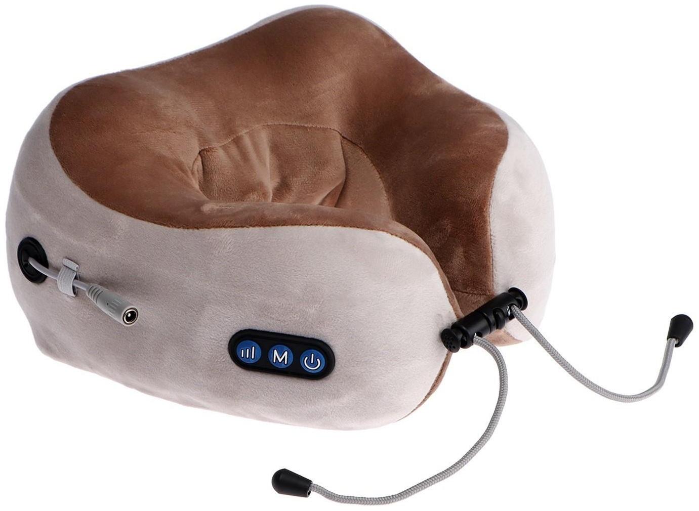 Массажная подушка Luazon LEM-06, 3.7 Вт, 2 вида массажа, ИК-подогрев, АКБ, серая