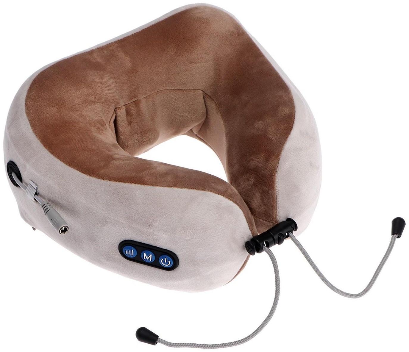 Массажная подушка Luazon LEM-06, 3.7 Вт, 2 вида массажа, ИК-подогрев, АКБ, серая