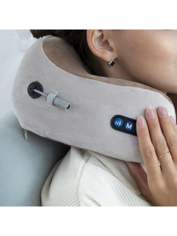 Массажная подушка Luazon LEM-06, 3.7 Вт, 2 вида массажа, ИК-подогрев, АКБ, серая