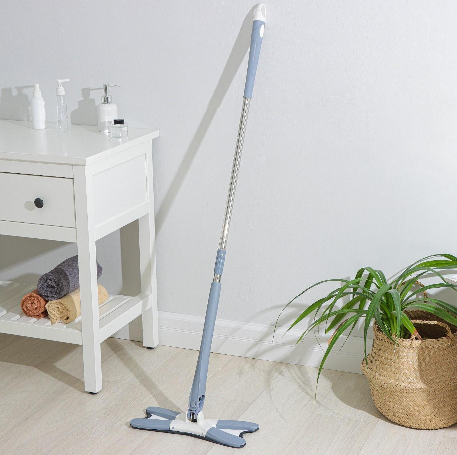 Швабра с отжимом Twist Доляна, насадка из микрофибры 36×14 см, стальная нержавеющая ручка 125 см