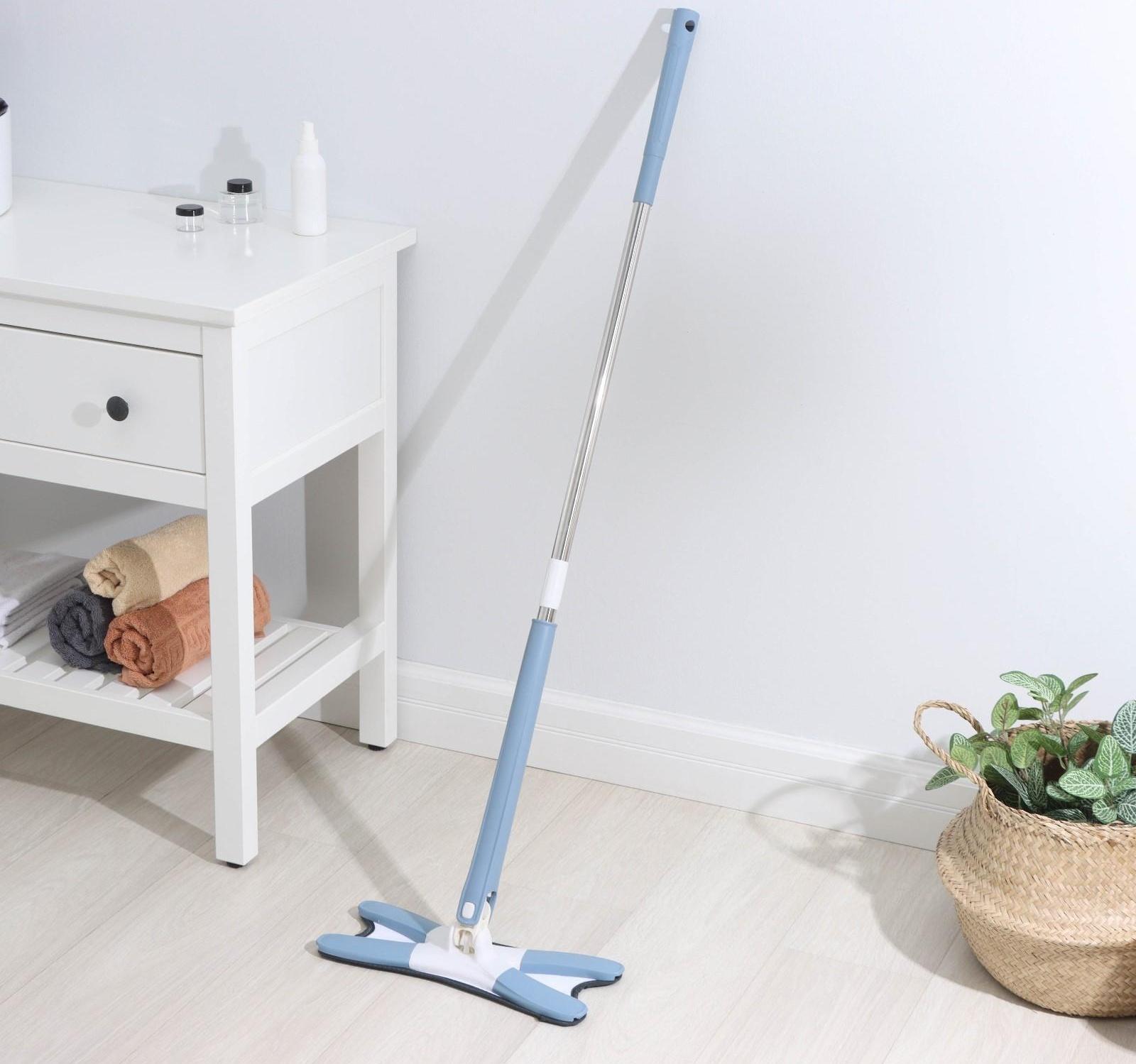 Швабра с отжимом Twist Доляна, насадка из микрофибры 36×14 см, стальная нержавеющая ручка 125 см