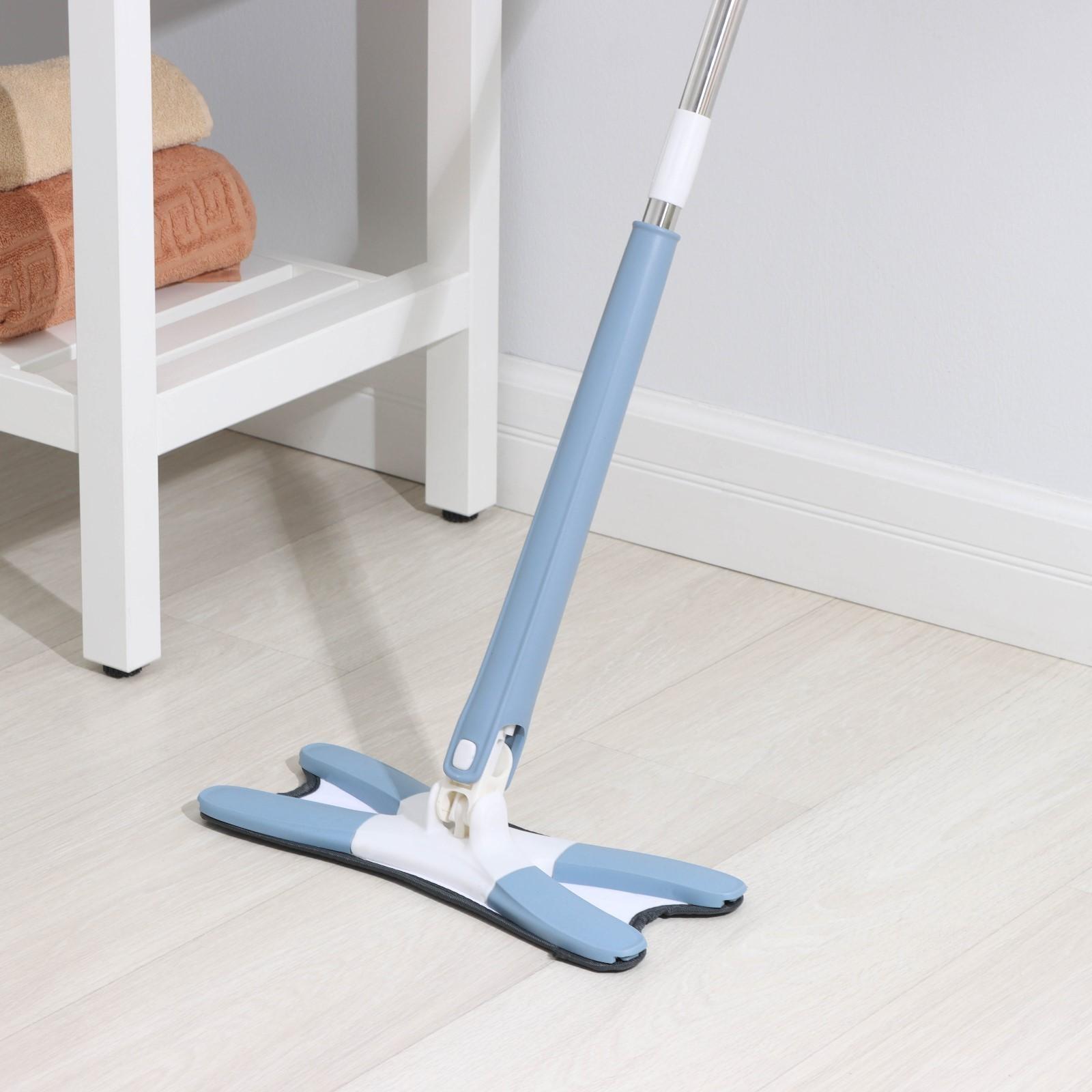 Швабра с отжимом Twist Доляна, насадка из микрофибры 36×14 см, стальная нержавеющая ручка 125 см