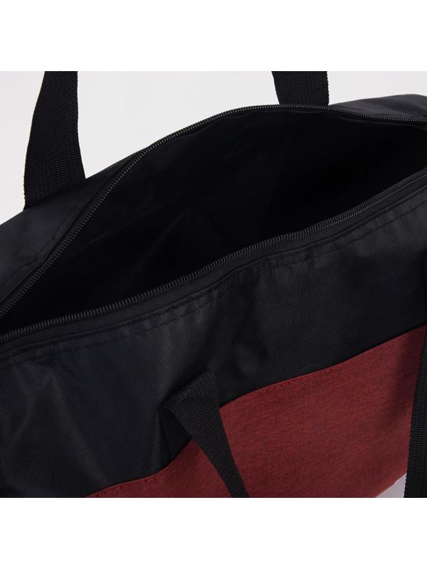 Сумка спортивная на молнии, длинный ремень цвет бордовый