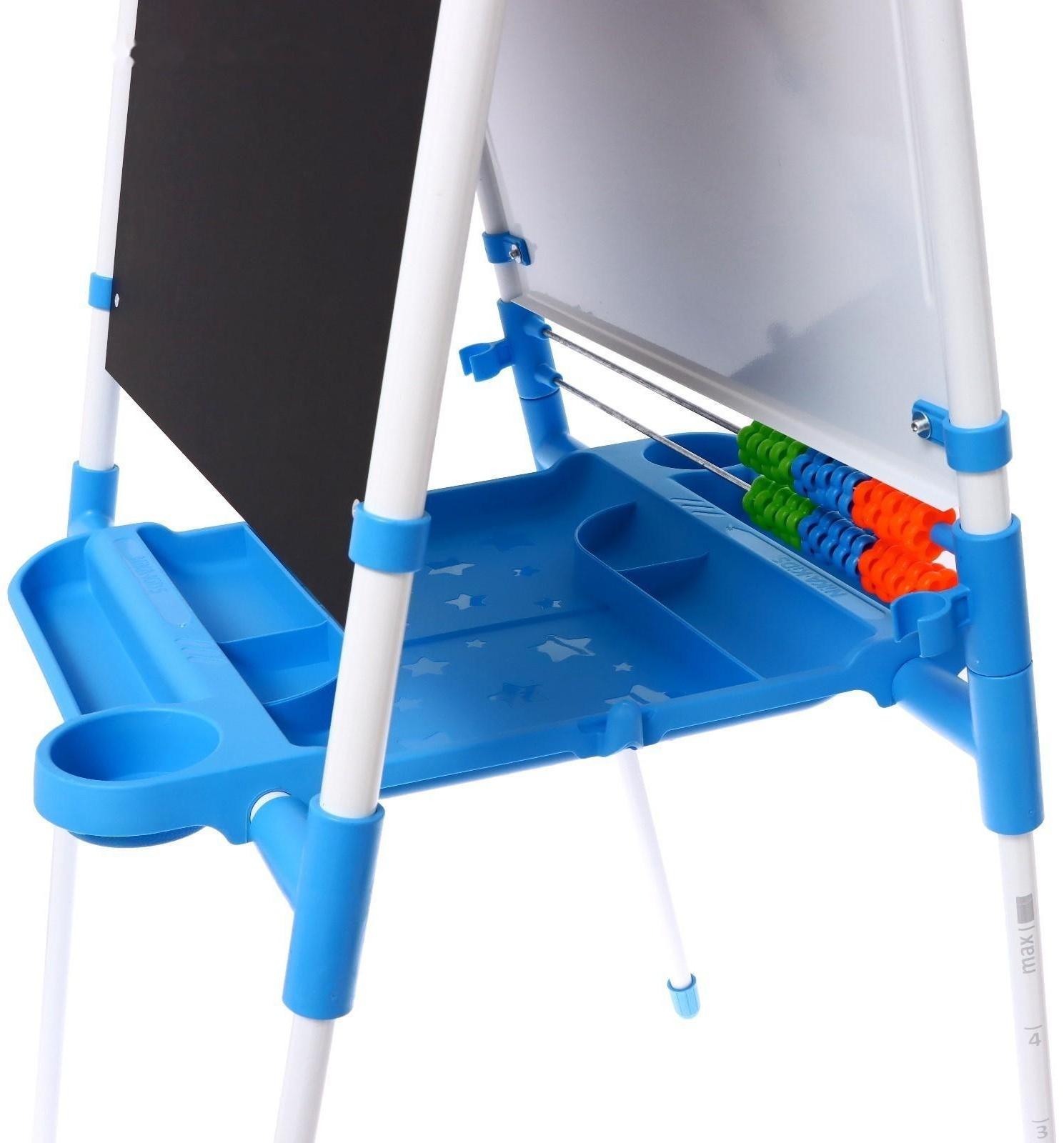 Мольберт двусторонний регулируется по высоте 1, цвет голубой