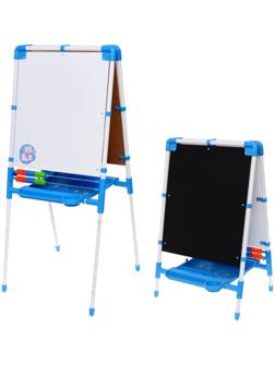 Мольберт двусторонний регулируется по высоте 1, цвет голубой