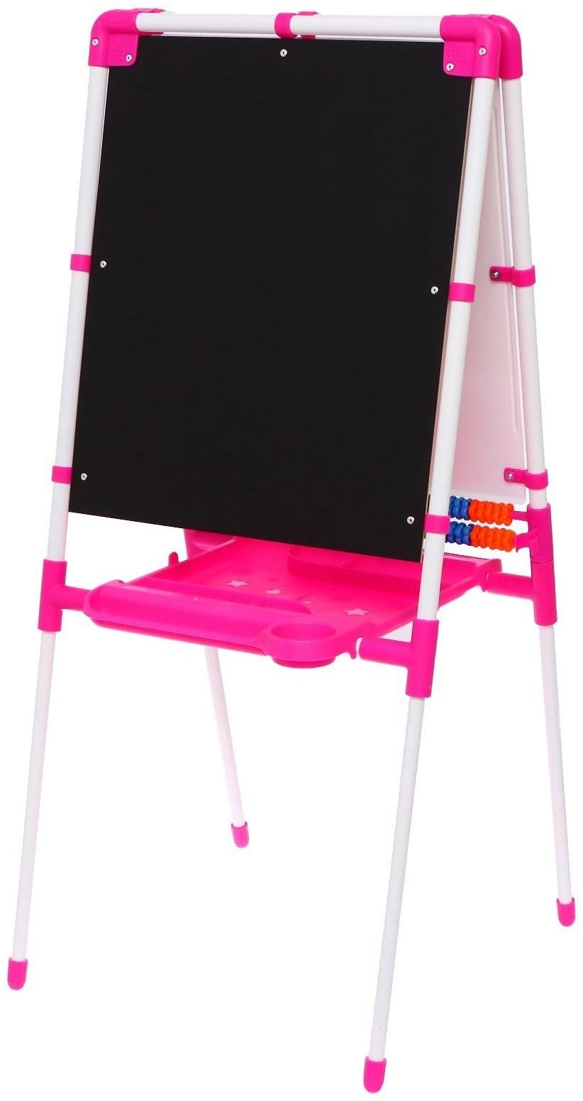 Мольберт двусторонний регулируется по высоте 1, цвет розовый
