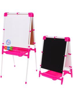 Мольберт двусторонний регулируется по высоте 1, цвет розовый