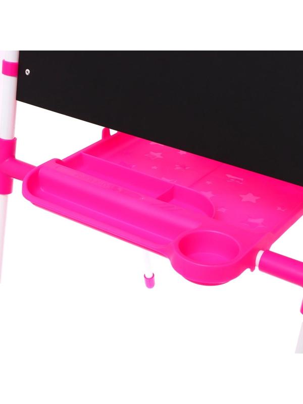 Мольберт двусторонний регулируется по высоте 1, цвет розовый