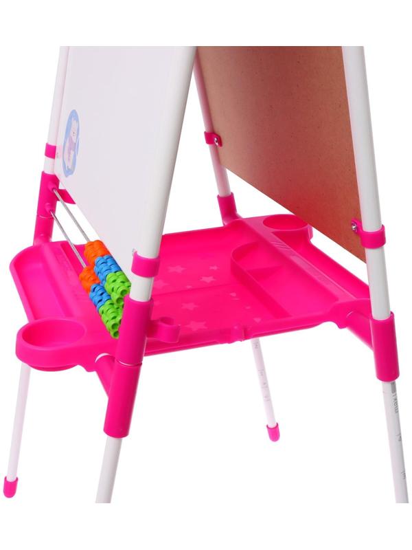 Мольберт двусторонний регулируется по высоте 1, цвет розовый