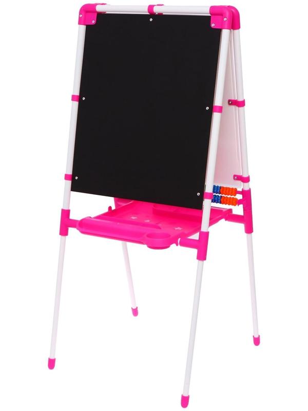 Мольберт двусторонний регулируется по высоте 1, цвет розовый