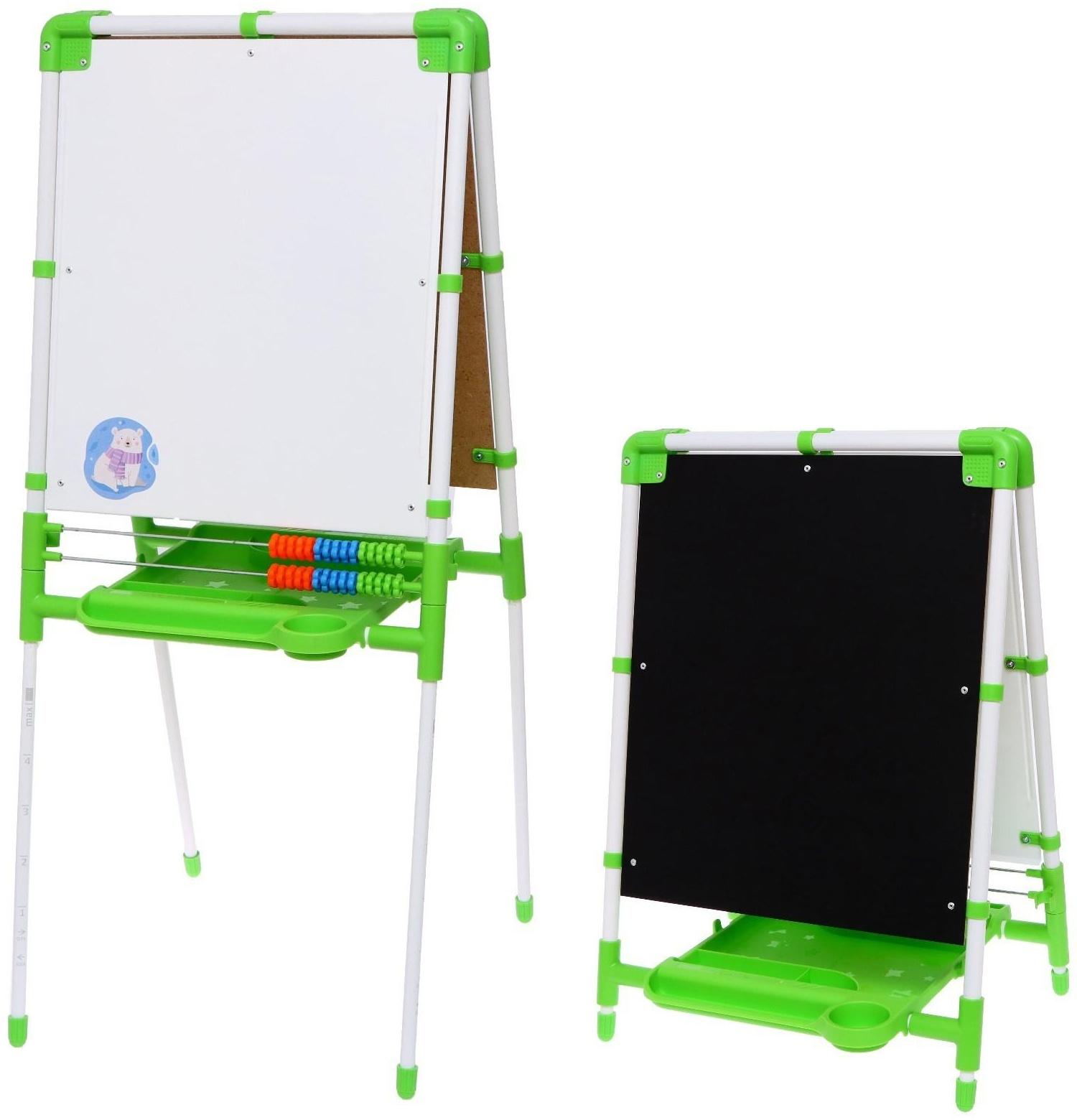 Мольберт детский двусторонний «Доска знаний», регулируется по высоте, цвет салатовый