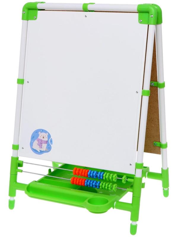 Мольберт детский двусторонний «Доска знаний», регулируется по высоте, цвет салатовый