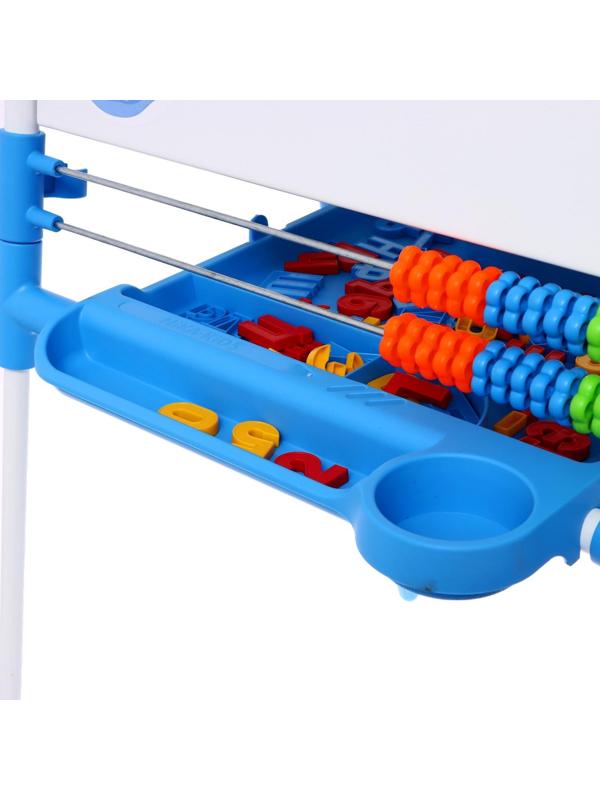 Мольберт детский двусторонний «Доска знаний», регулируется по высоте, + учебные принадлежности, цвет голубой