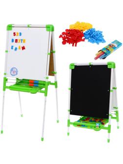 Мольберт детский двусторонний «Доска знаний», регулируется по высоте, + учебные принадлежности, цвет салатовый