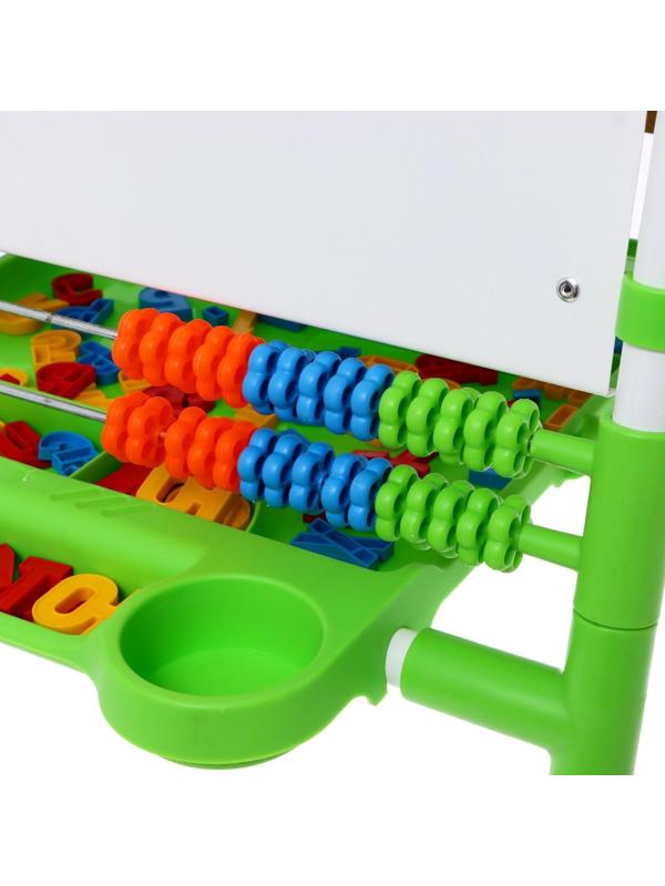 Мольберт детский двусторонний «Доска знаний», регулируется по высоте, + учебные принадлежности, цвет салатовый