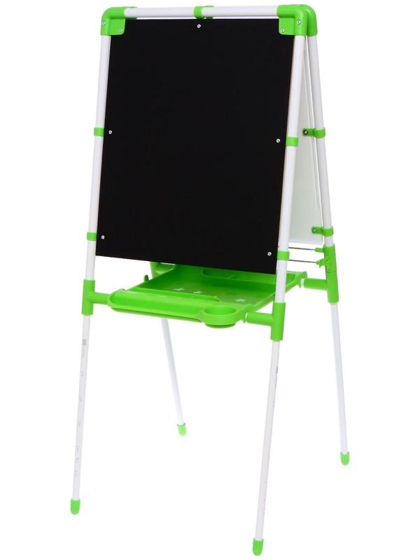 Мольберт детский двусторонний «Доска знаний», регулируется по высоте, + учебные принадлежности, цвет салатовый