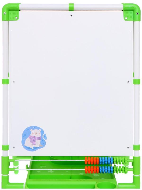 Мольберт детский двусторонний «Доска знаний», регулируется по высоте, + учебные принадлежности, цвет салатовый