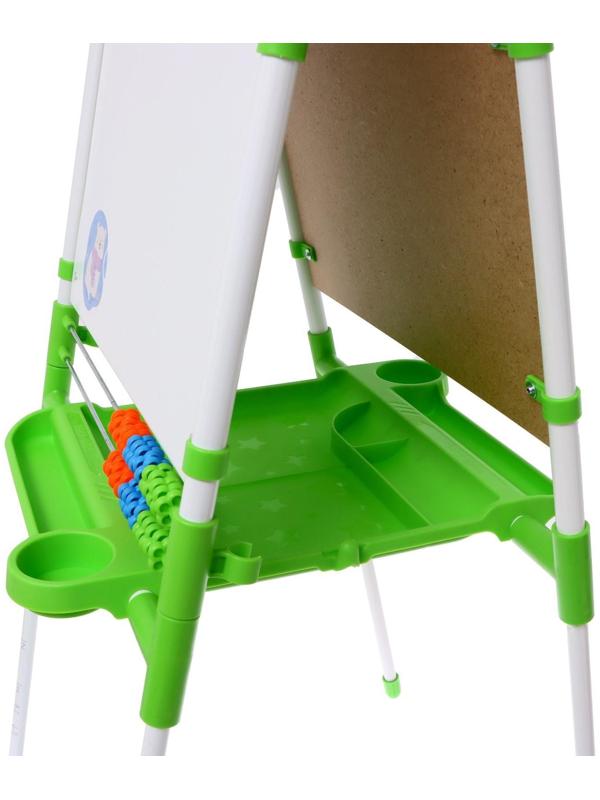 Мольберт детский двусторонний «Доска знаний», регулируется по высоте, + учебные принадлежности, цвет салатовый