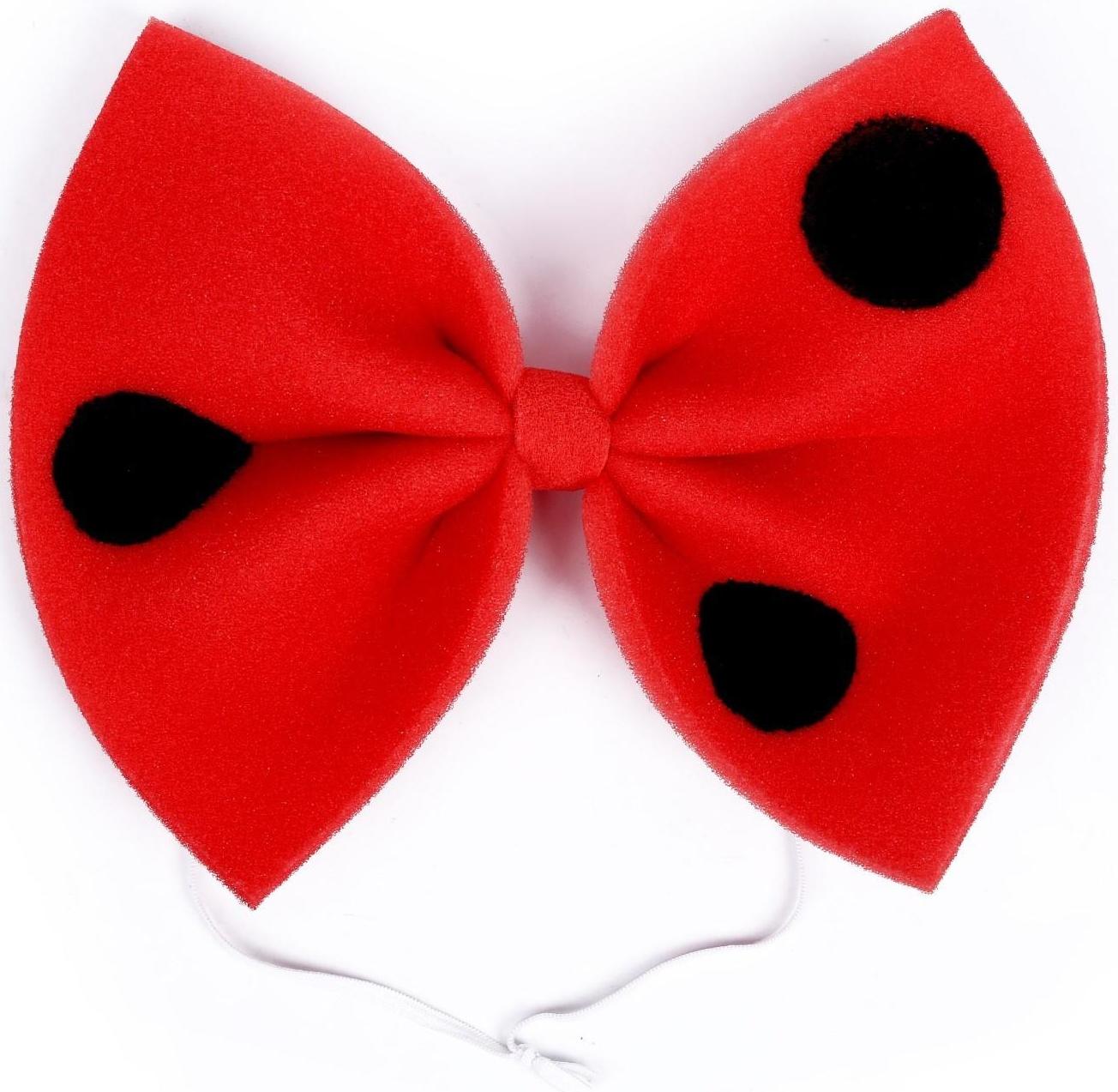 Карнавальный бант «Клоун», красный с чёрным горохом, 25 х 20 см, поролон