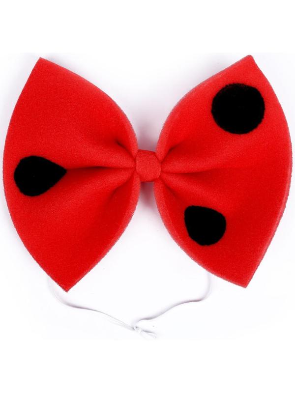 Карнавальный бант «Клоун», красный с чёрным горохом, 25 х 20 см, поролон