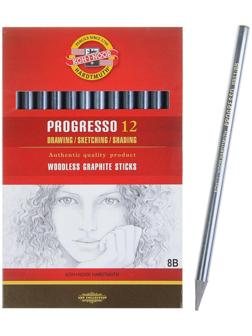 Набор карандашей цельнографитовых в лаке Koh-I-Noor PROGRESSO 8911, 8В, 12 штук в наборе