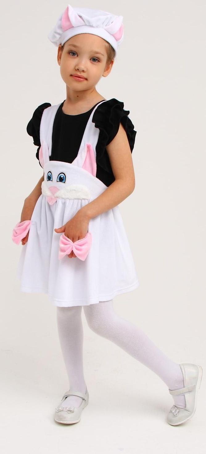 Карнавальный костюм «Кошечка белая с мордочкой», плюш, р. 30, рост 110-116 см