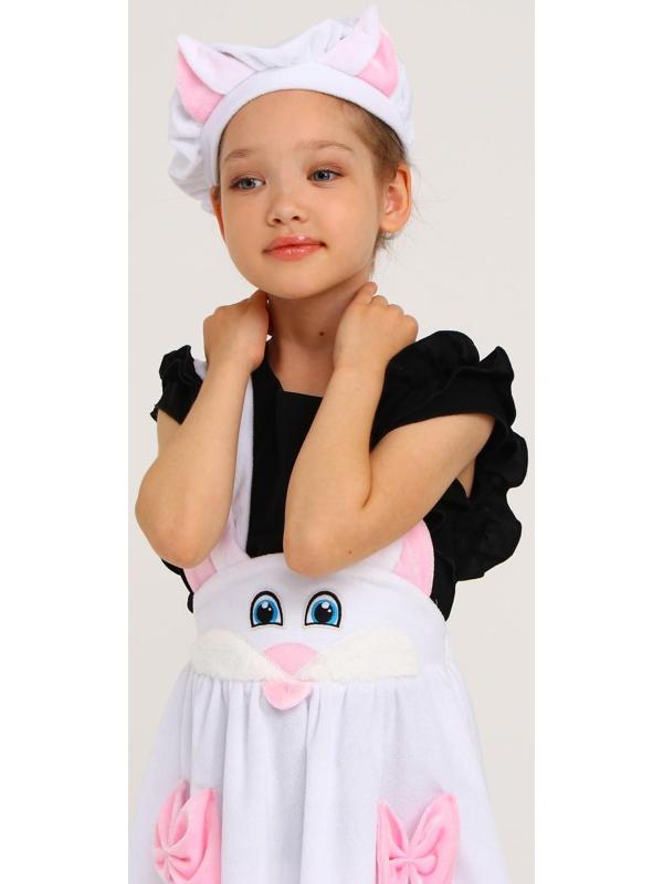 Карнавальный костюм «Кошечка белая с мордочкой», плюш, р. 30, рост 110-116 см