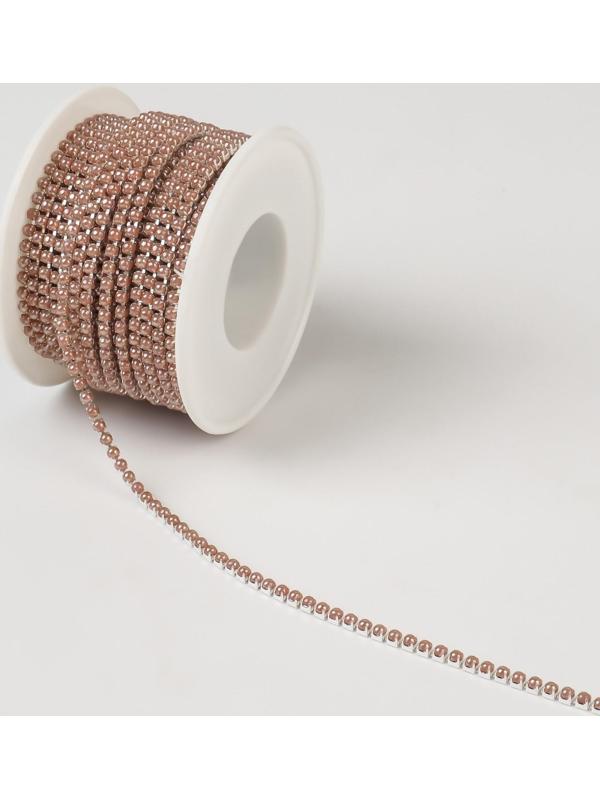 Цепь с жемчугом, 2 мм, SS6, 9 ± 1 м, цвет бронзовый