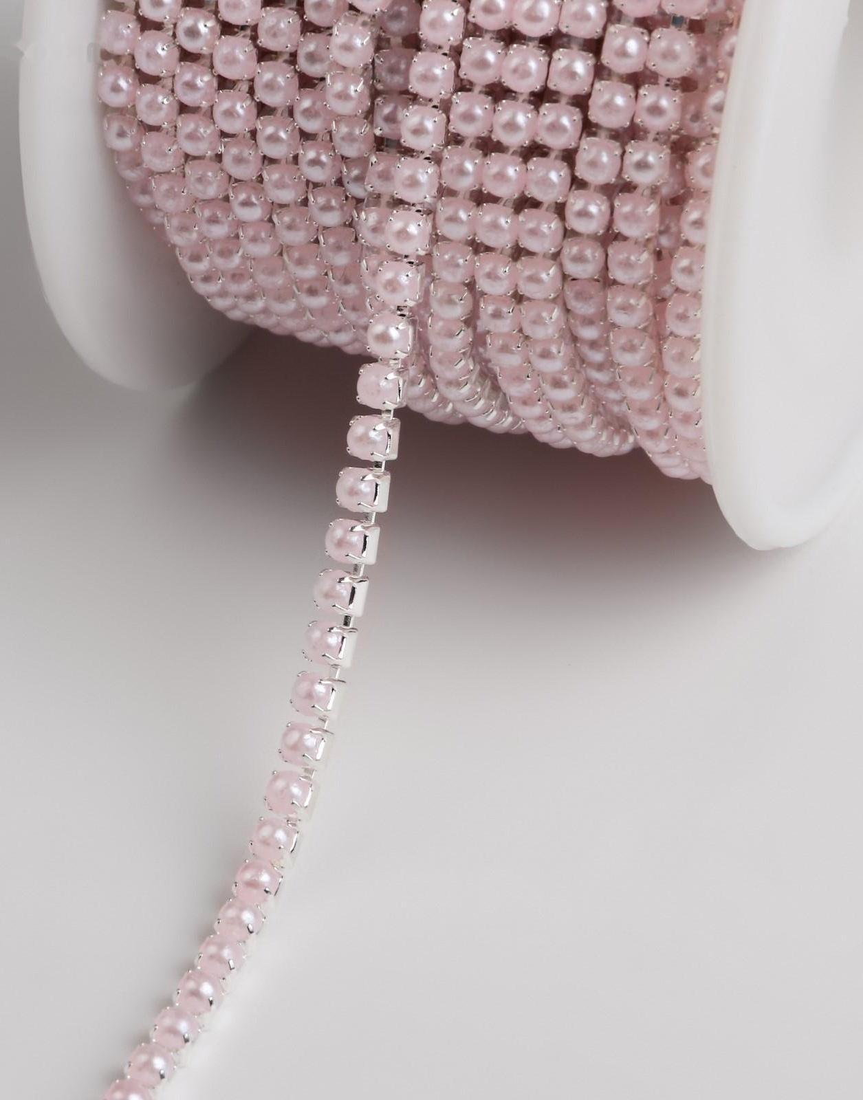 Цепь с жемчугом, 2 мм, SS6, 9 ± 1 м, цвет МИКС