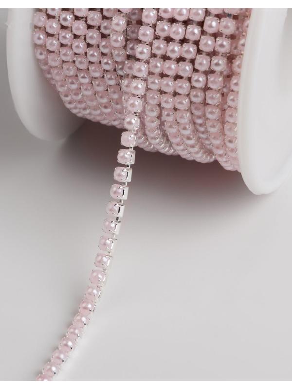 Цепь с жемчугом, 2 мм, SS6, 9 ± 1 м, цвет МИКС