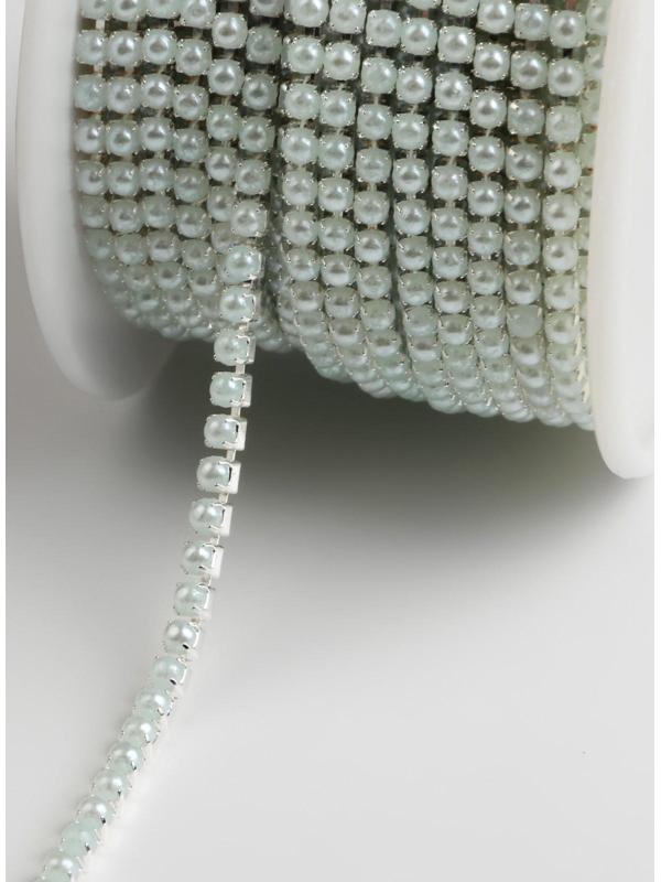 Цепь с жемчугом, 2 мм, SS6, 9 ± 1 м, цвет МИКС