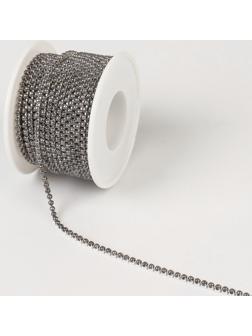 Цепь с жемчугом, 2 мм, SS6, 9 ± 1 м, цвет графитовый