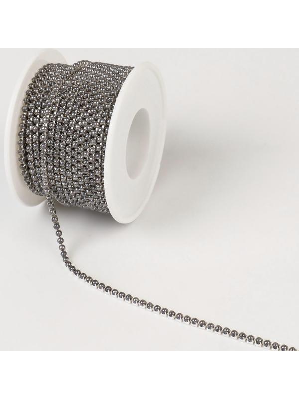 Цепь с жемчугом, 2 мм, SS6, 9 ± 1 м, цвет графитовый