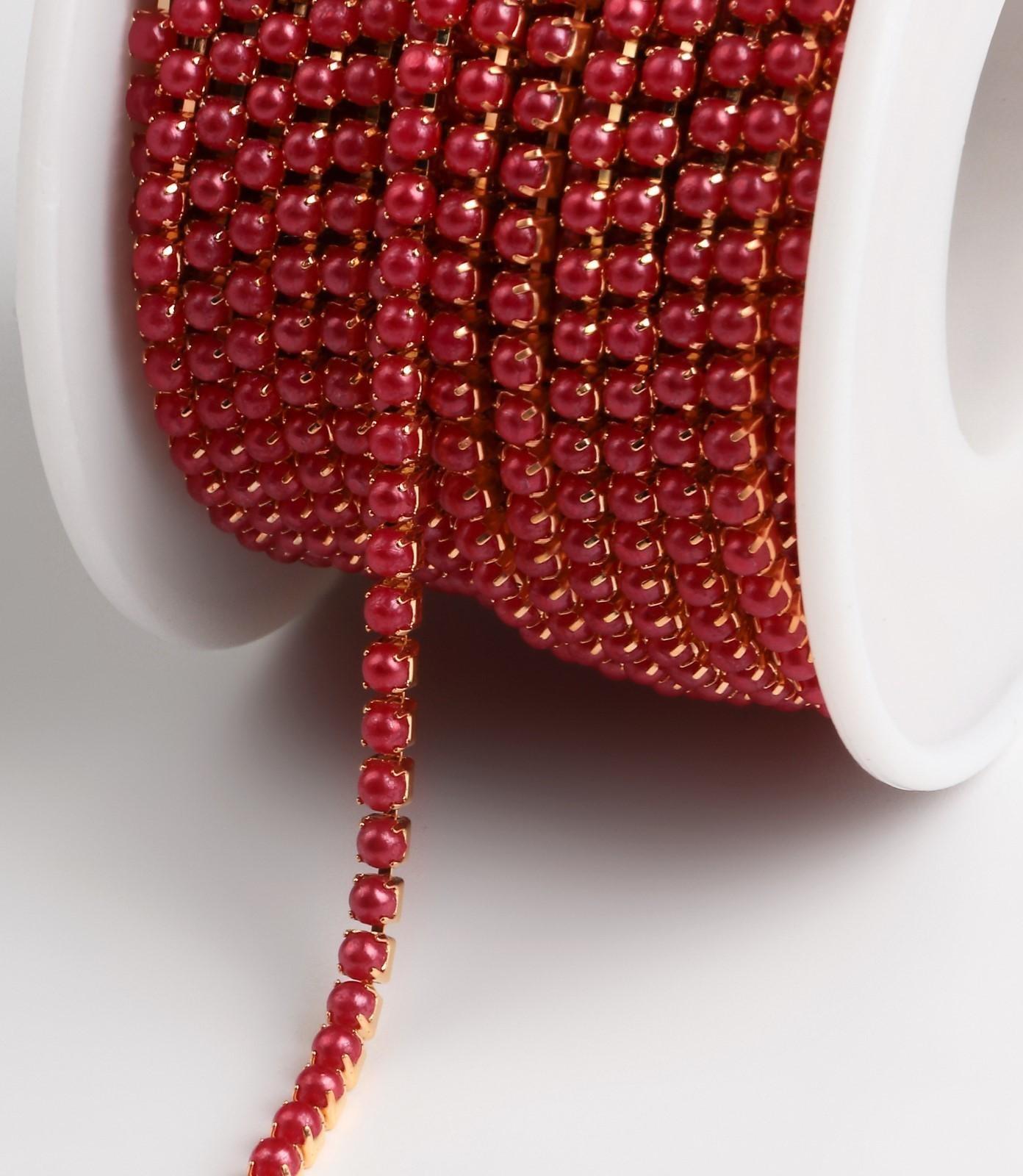 Цепь с жемчугом, 2 мм, SS6, 9 ± 1 м, цвет МИКС