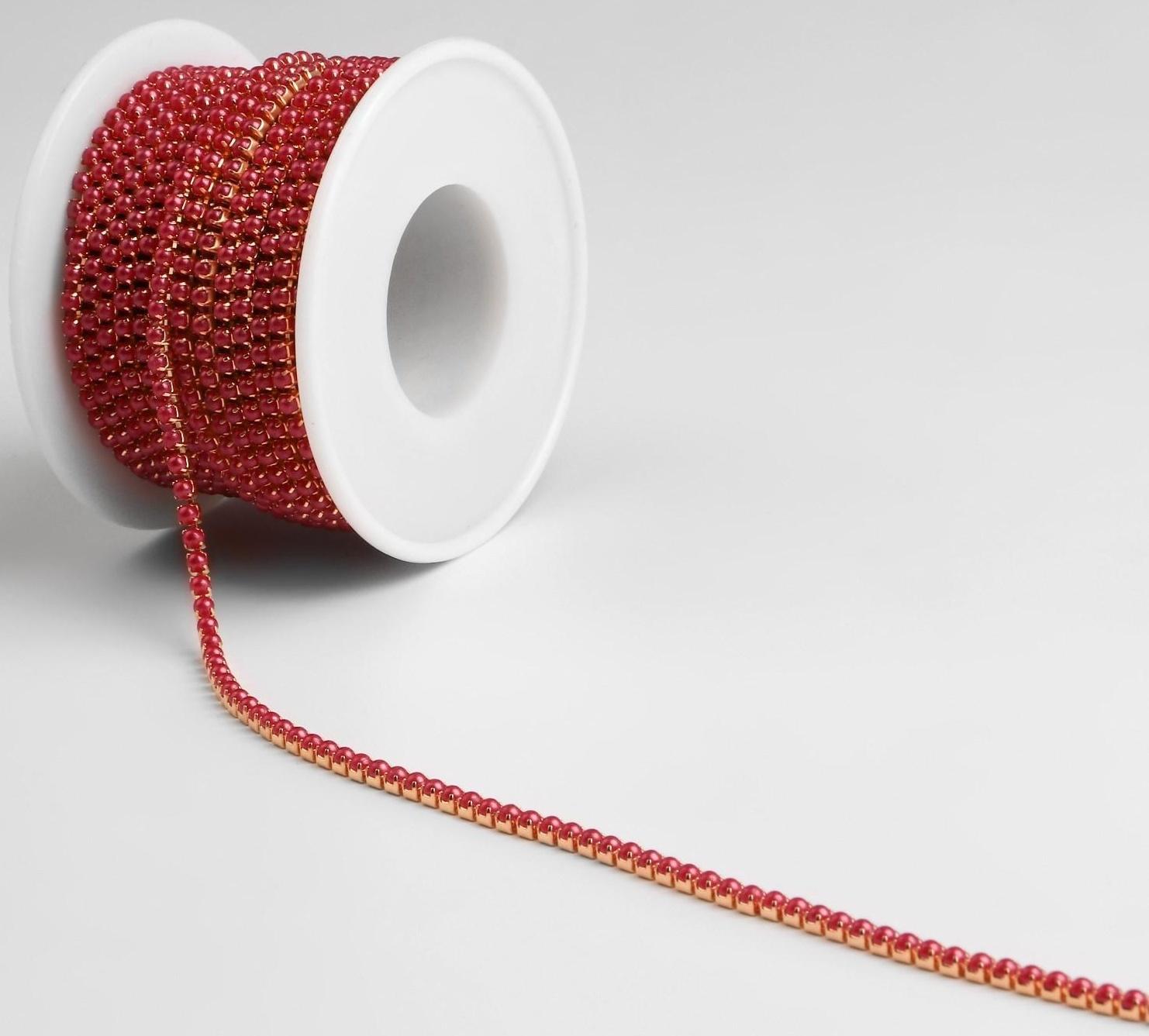 Цепь с жемчугом, 2 мм, SS6, 9 ± 1 м, цвет МИКС