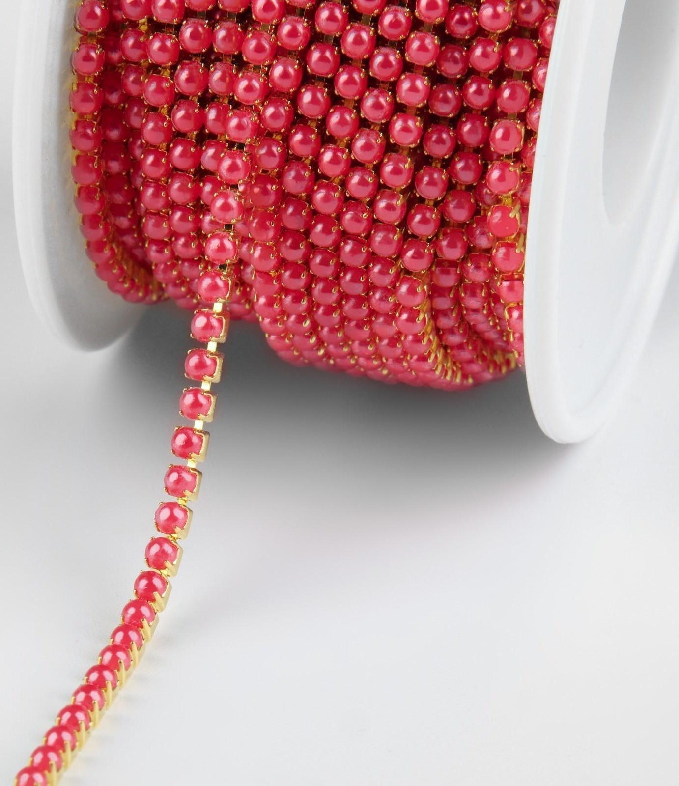 Цепь с жемчугом, 2 мм, SS6, 9 ± 1 м, цвет МИКС