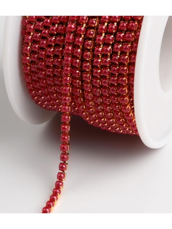 Цепь с жемчугом, 2 мм, SS6, 9 ± 1 м, цвет МИКС