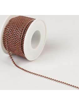 Цепь с жемчугом, 2 мм, SS6, 9 ± 1 м, цвет коричневый