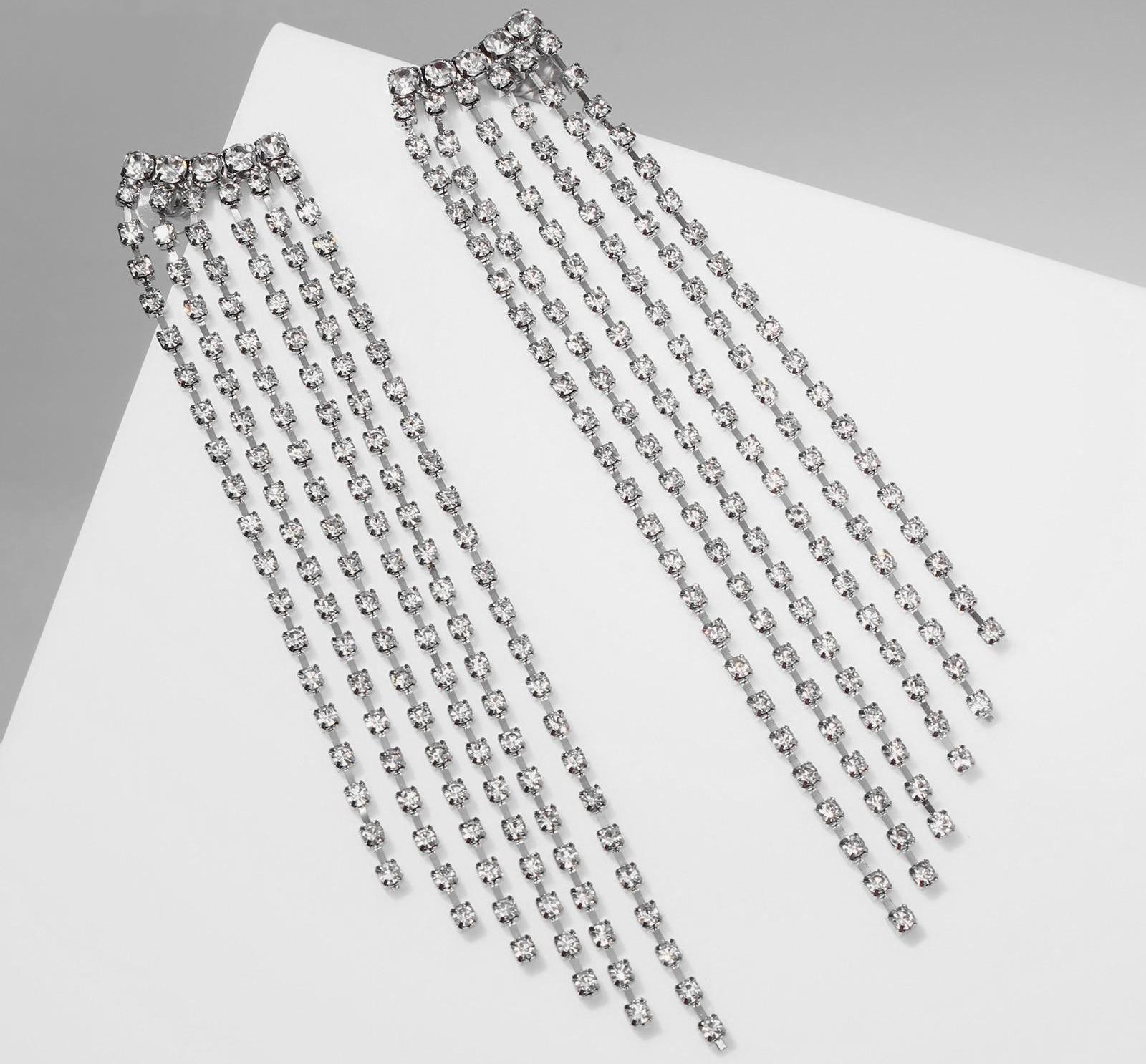 Серьги висячие со стразами 