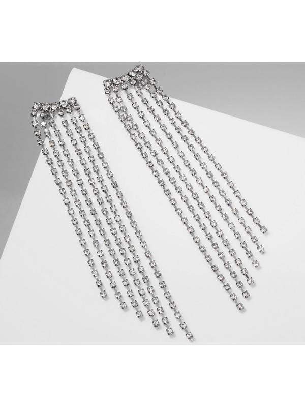 Серьги висячие со стразами 