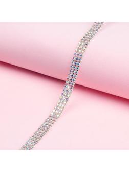 Цепь со стразами, с голографией, 3 ряда, 8 мм, 9 ± 1 м, цвет серебряный