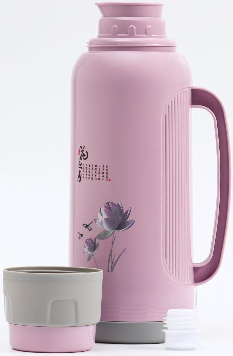 Термос со стеклянной колбой, 2 л, сохраняет тепло 24 ч, микс